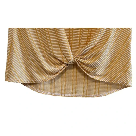 W5 Women's Yellow White Striped Twist Front Knit Top Sleeveless Blouse Large - Picture 2 of 6